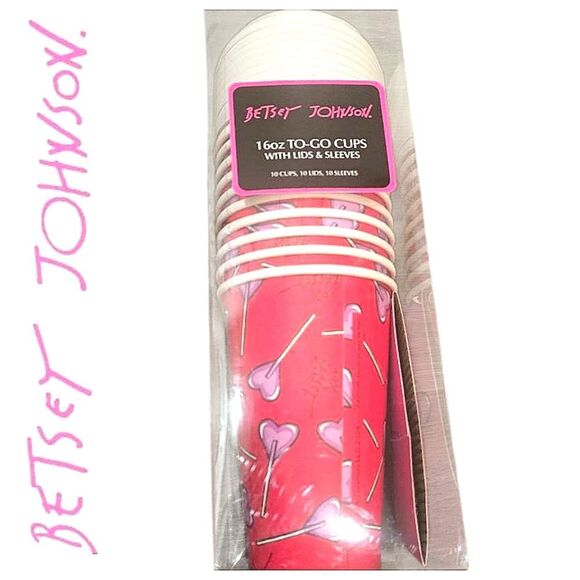 Betsey Johnson 16oz To-Go Lollipop Heart Cups, Kids, & Sleeves - Picture 1 of 5